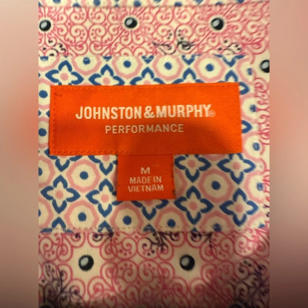 Johnston Murphy Performance S/S Shirt Geometric Design M Excellent Condition - Picture 8 of 14